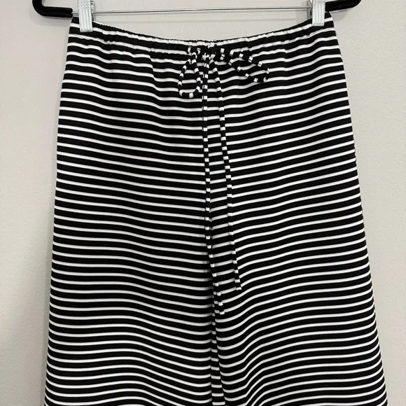Reformation Olina Knit Pant in Black and White Stripe Drawstring Wide Leg Small - Picture 3 of 10